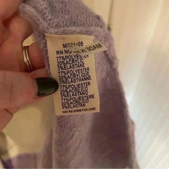 Anthropologie FRNCH Eloise Color Blocked Purple Duster Cardigan OS - Picture 4 of 7